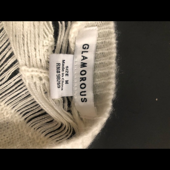 White cream fuzzy distressed sweater by glamour - Picture 7 of 7